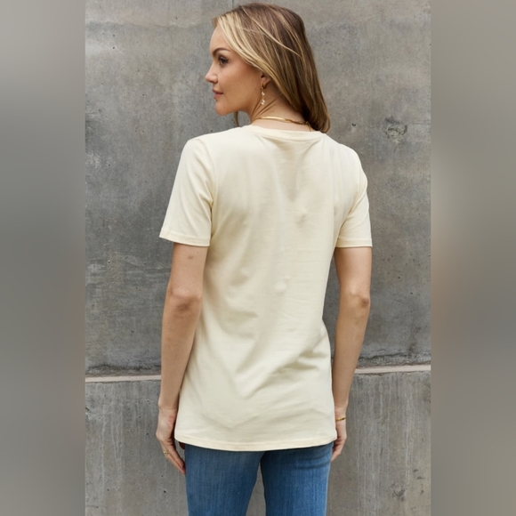 100% Cotton Bright Colorful Floral Skull Graphic Short-sleeve Tee Shirt Ivory - Picture 9 of 10